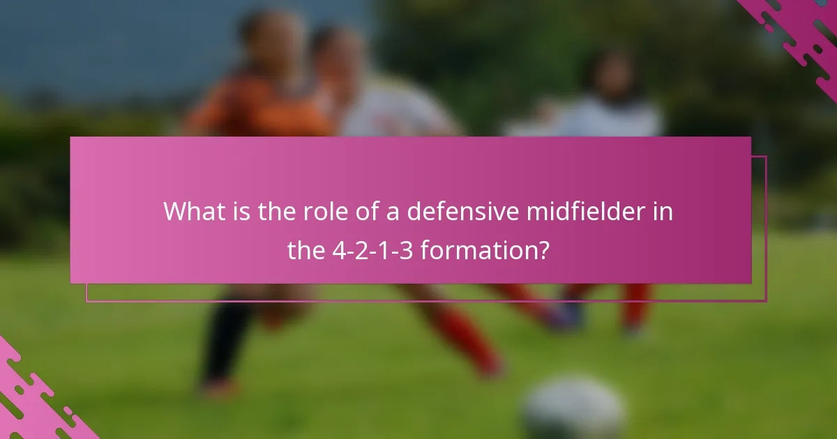 What is the role of a defensive midfielder in the 4-2-1-3 formation?